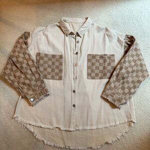 Checkered Beige Women’s Top/Shacket